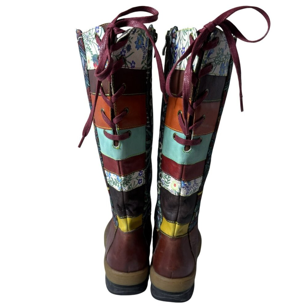 Socofy Bohemian Splicing Leather Knee-High Boots EU 39 | Patchwork | EUC - Picture 4 of 10